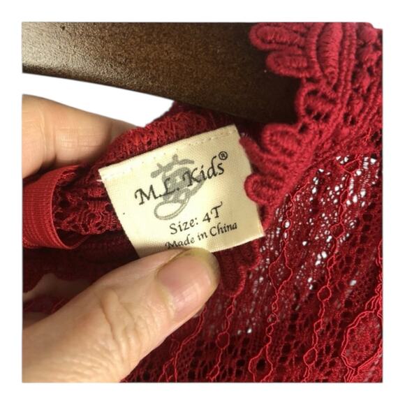 ML Kids Red Lace Dress - Picture 6 of 6